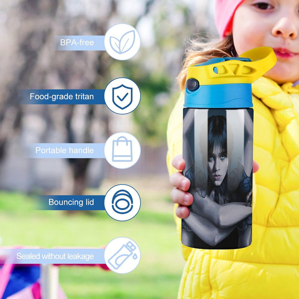 Stainless Steel Water Bottle with Straw O661358