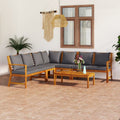 6 Piece Patio Lounge Set with Cushions Acacia Wood Outdoor Sectional Set Q931195