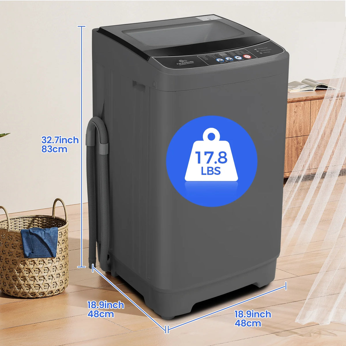17.8lb Full Automatic Washing Machine with Drain Pump D226116