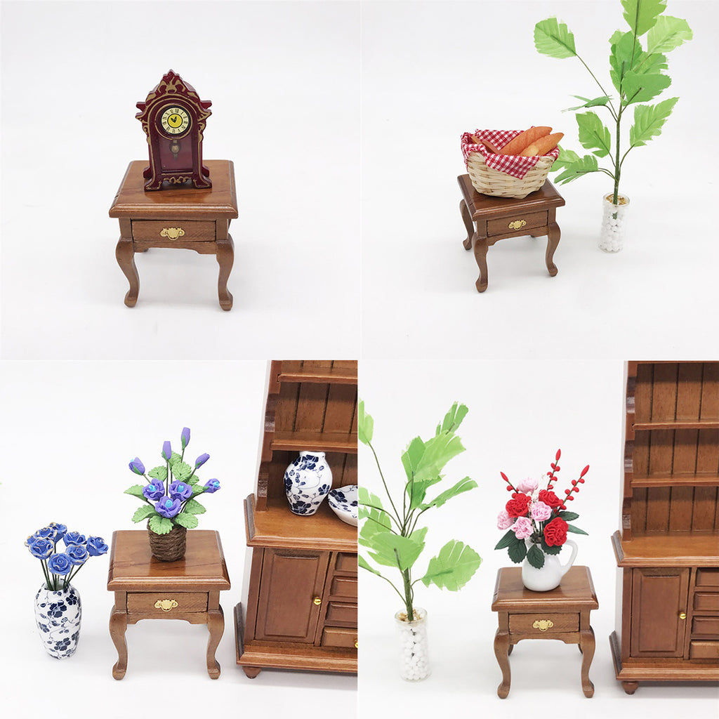 1:12 Walnut Colo Miniature Bedside Table Toy N199277