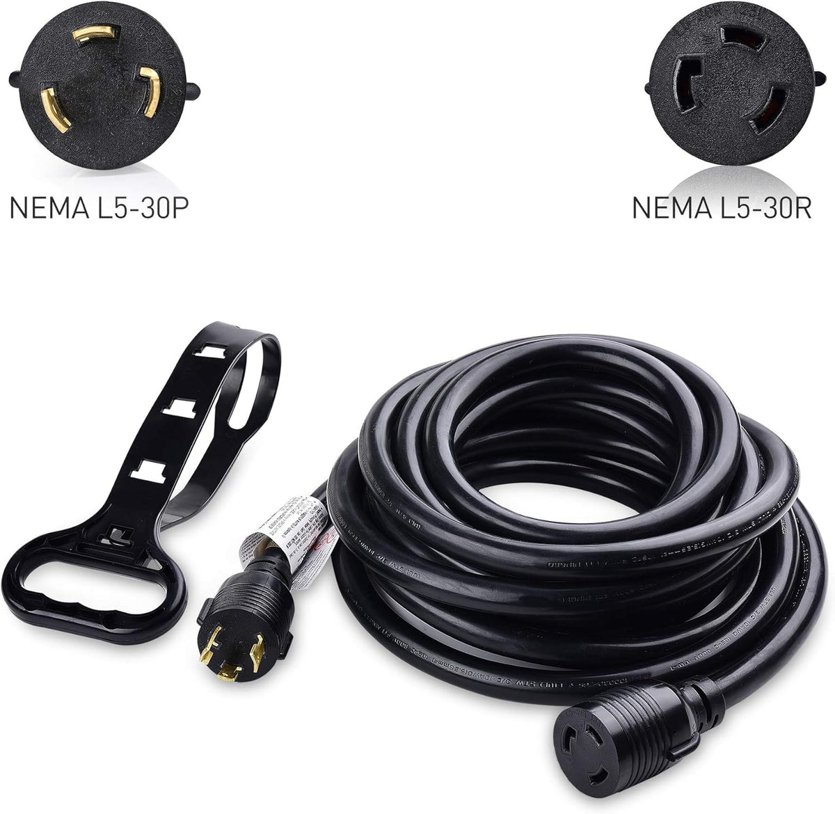 3 Prong 30 Amp Locking Generator Extension Cord 25 ft with Carry Strap T403290