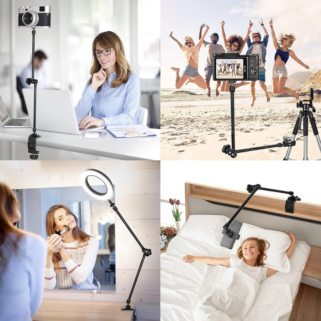 Camera Mount Clamp with 1/4 and 3/8 Thread Adjustable Articulating Arm N40125