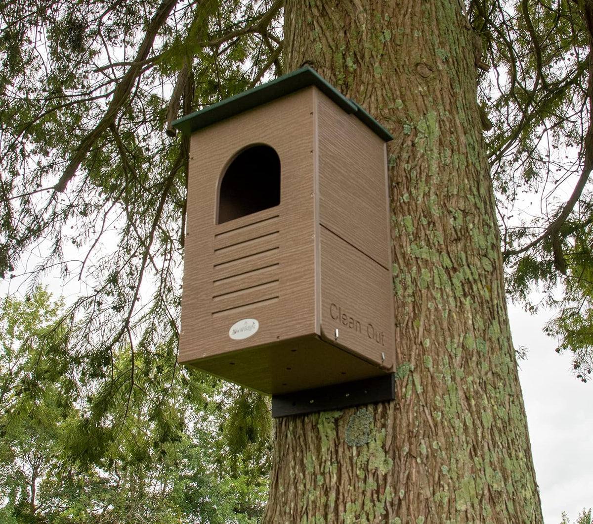 Recycled Poly Lumber Barred Owl Nesting Box with Mounting Hardware and Pine Shavings F41934