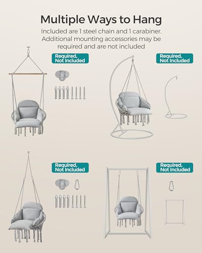Cream White Hanging Hammock Chair with Cushion O352