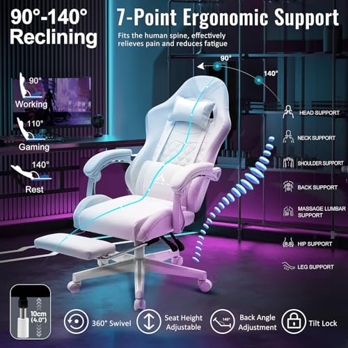 Black Ergonomic Gaming Chair with Footrest J667533