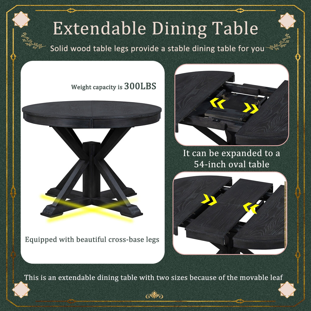 5-Piece Extendable Dining Table Set with Upholstered Chairs W715