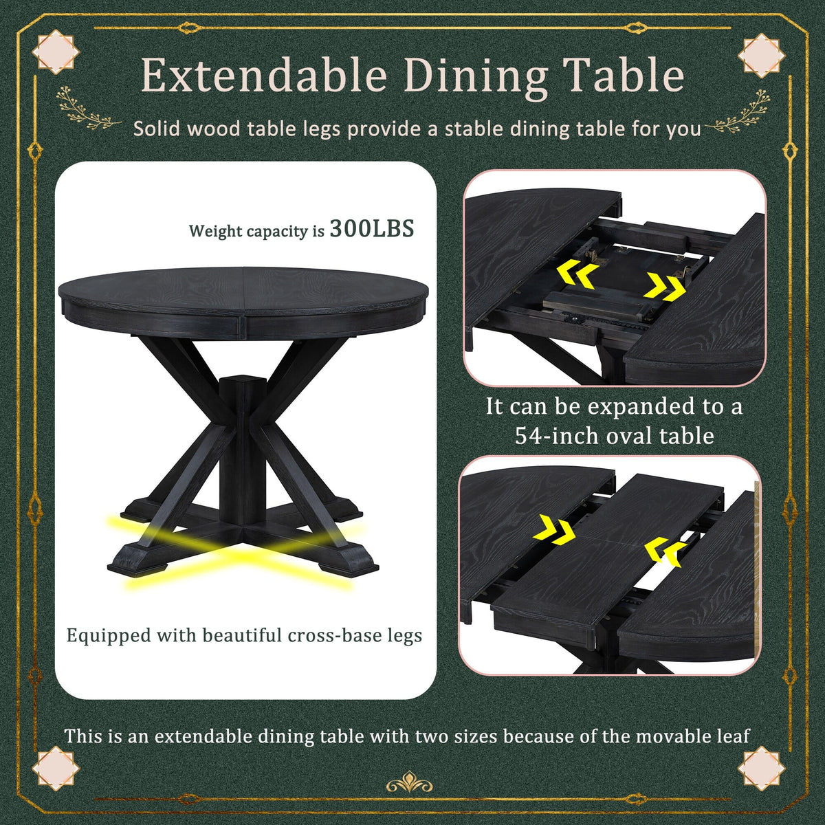 5-Piece Extendable Dining Table Set with Upholstered Chairs W715