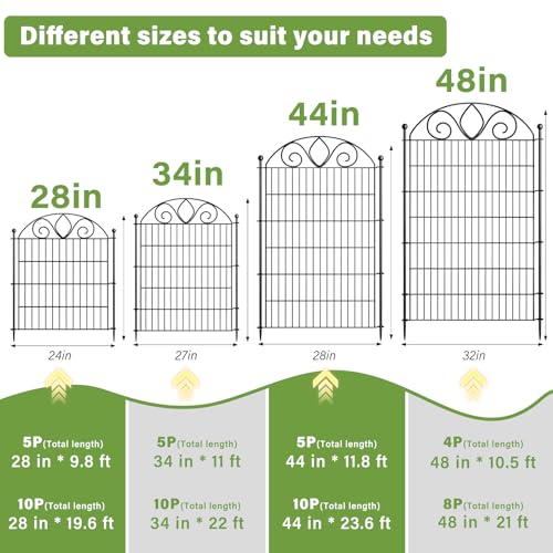 48" H x 21' L Rustproof Metal Garden Fence Panel M8998