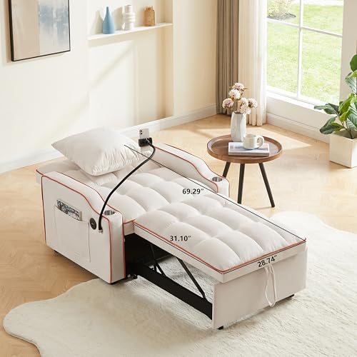 Grey Velvet Convertible Sleeper Sofa Bed Q159117