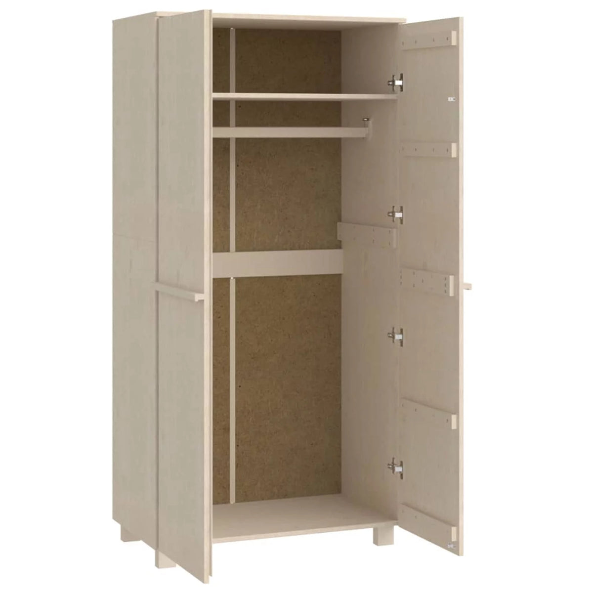 Pine Wood Wardrobe with Hanging Rod N5168