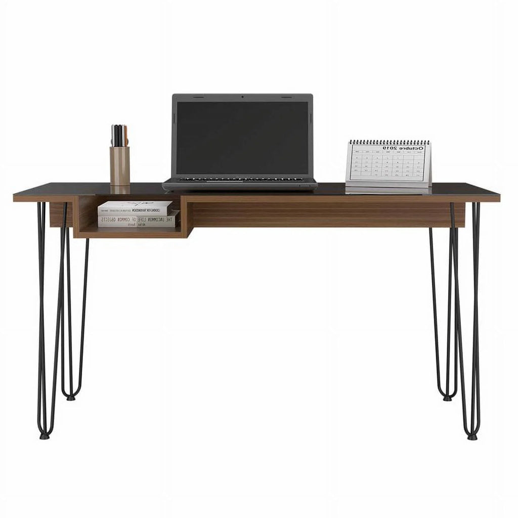 Modern Wood Desk with Steel Legs in Mahogany G4083