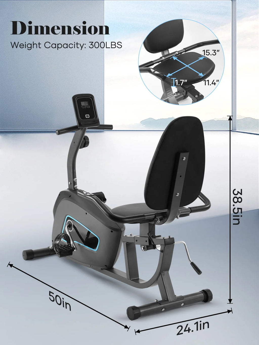 Indoor Recumbent Exercise Bike with Adjustable Seat Q2242