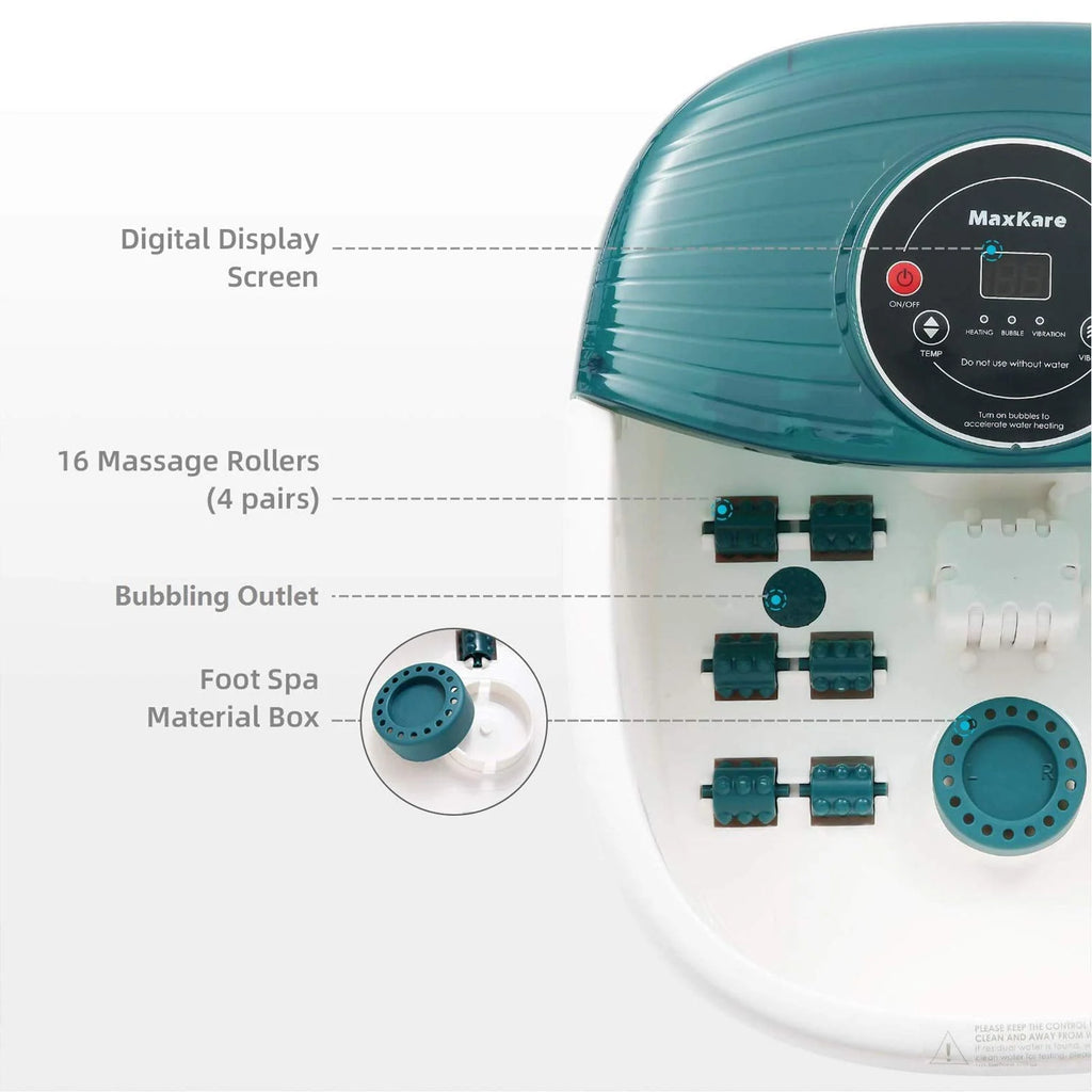 Foot Spa Bath Massager with Heat, Bubbles, Vibration, 16 Detachable Massage Rollers Y673