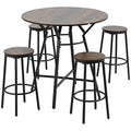 5-Piece Bar Table and Chairs Set Black Brown P1494