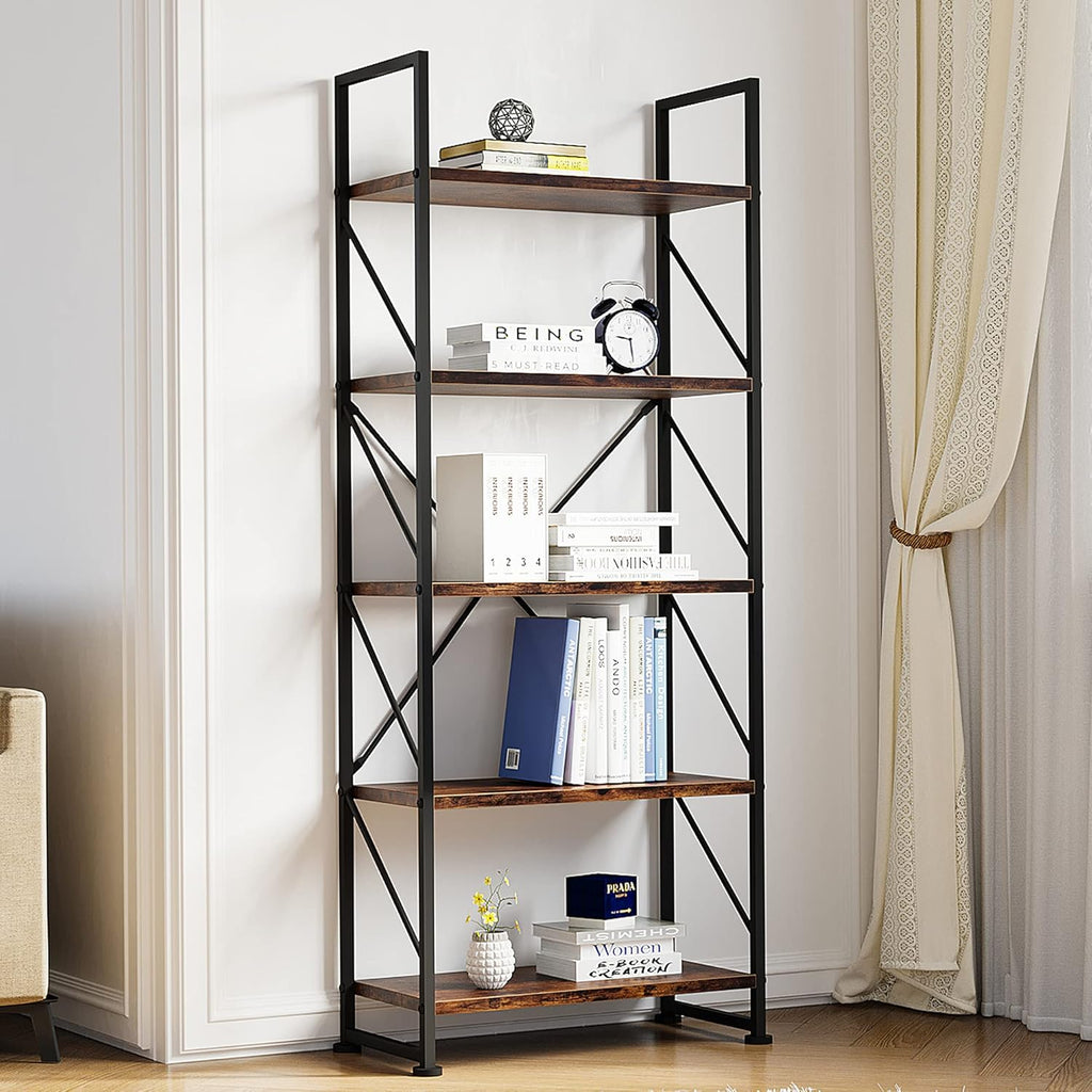 5 Tiers White Bookshelf W93054