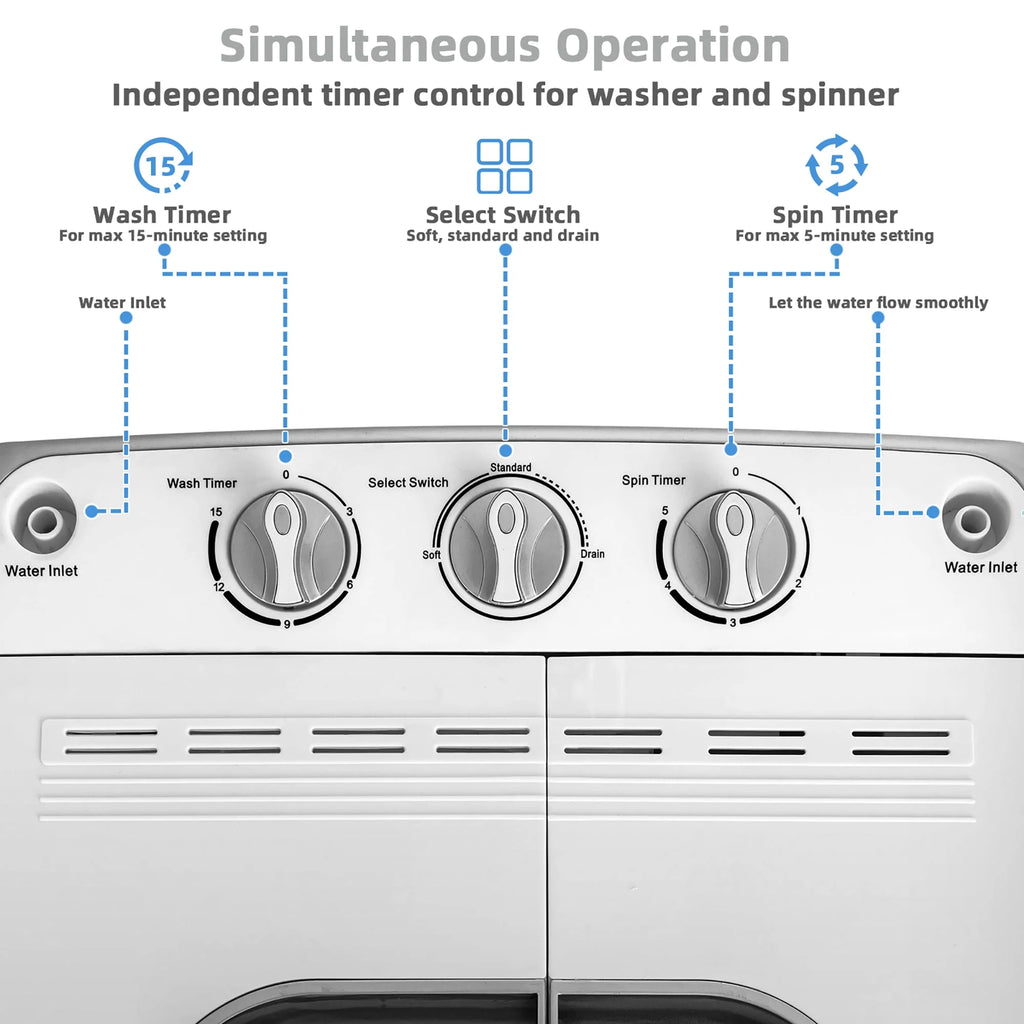 Portable Semi-Automatic Twin Tub Wash Machine Black S709