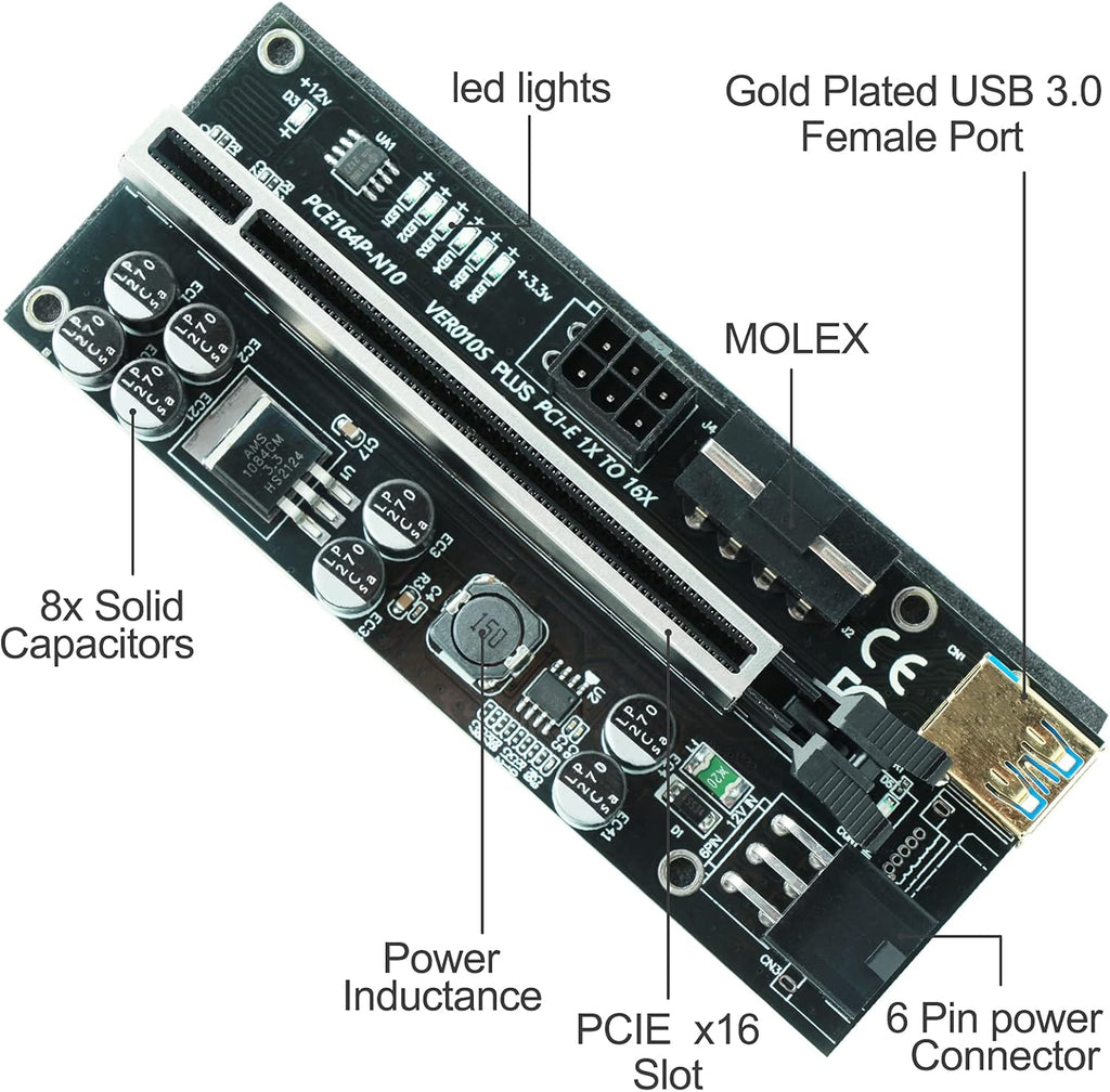 6 Pack PCI-E Riser Express Cable with 60cm USB 3.0 Cable Q5881