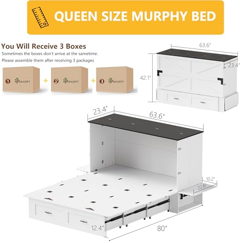 Murphy Bed Queen with Storage & Charging Station B814062