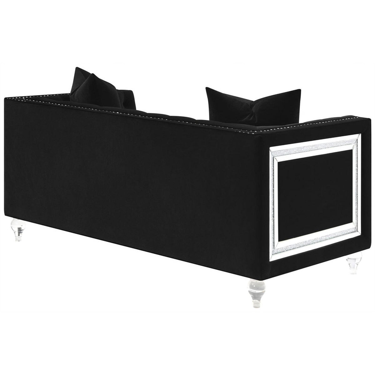 Black Velvet Tufted Arm Loveseat J10012