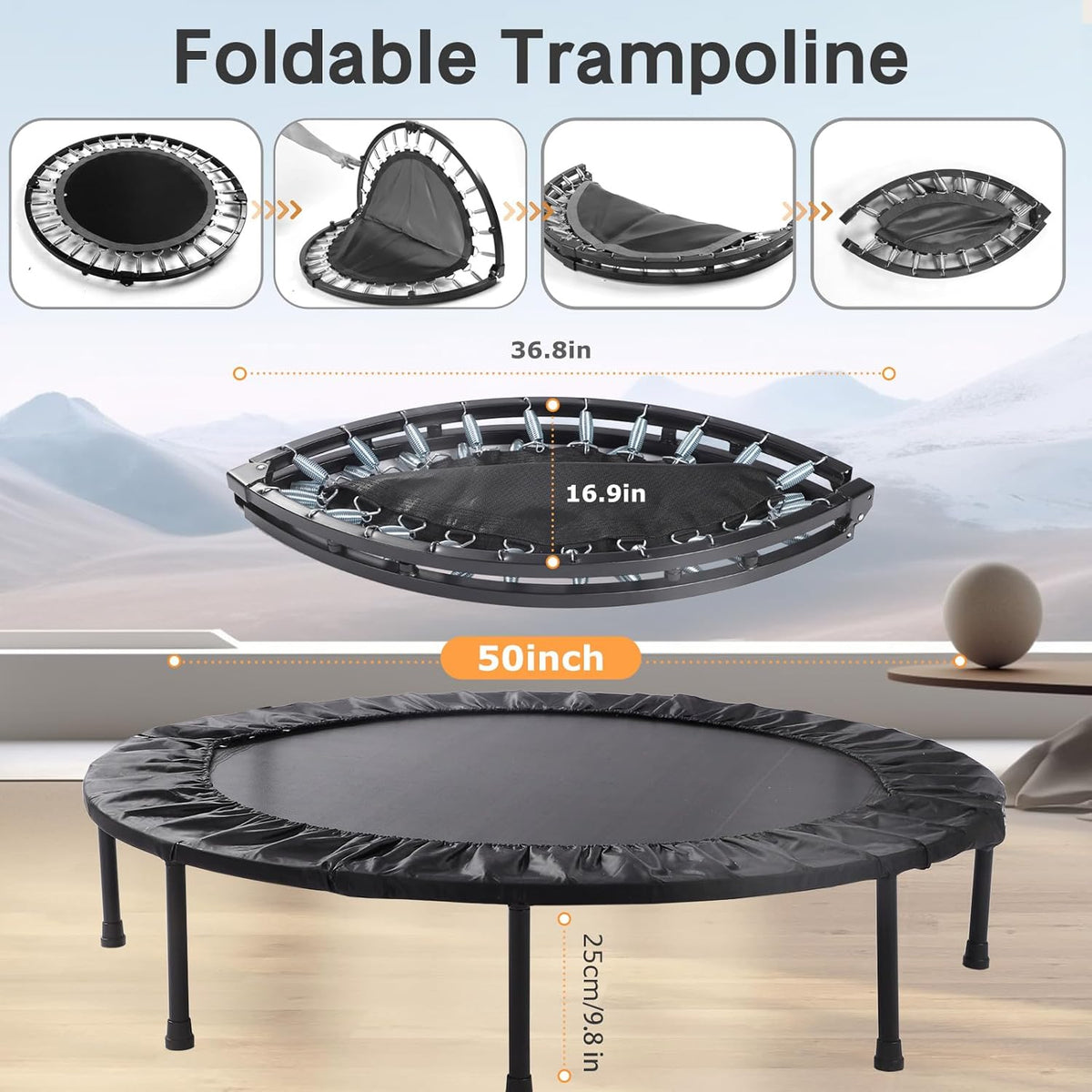 40/50" Foldable Mini Exercise Trampoline M20698