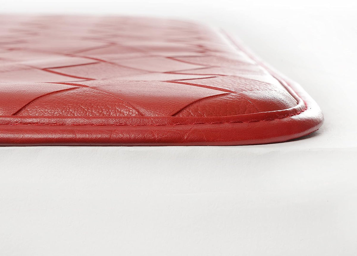 Anti-Fatigue Kitchen Faux Leather Non-Skid Cushioned Comfort Mat, 18" x 30", Red F96680