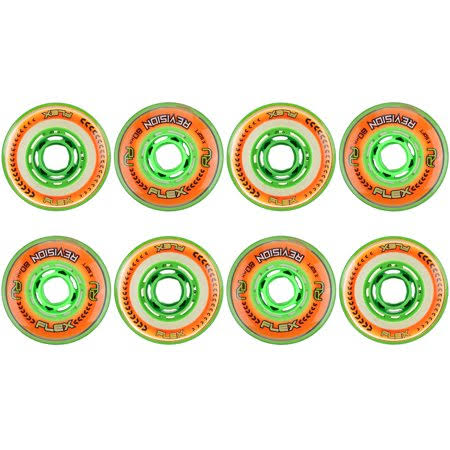 Orange/Green 76mm 76A Inline Roller Hockey Wheels 8-Pack E9456