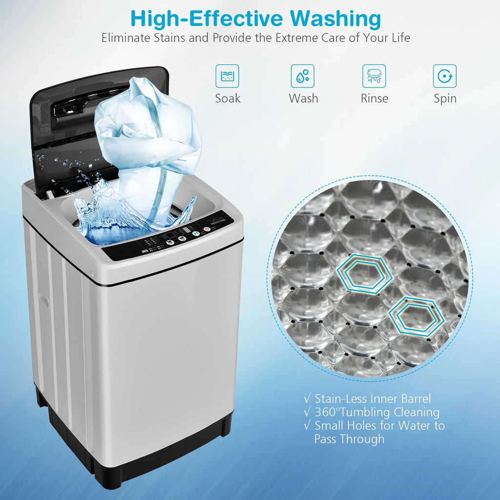 1.5 Cu.Ft 11 LBS Full-Automatic Washer & Dryer Grey C485