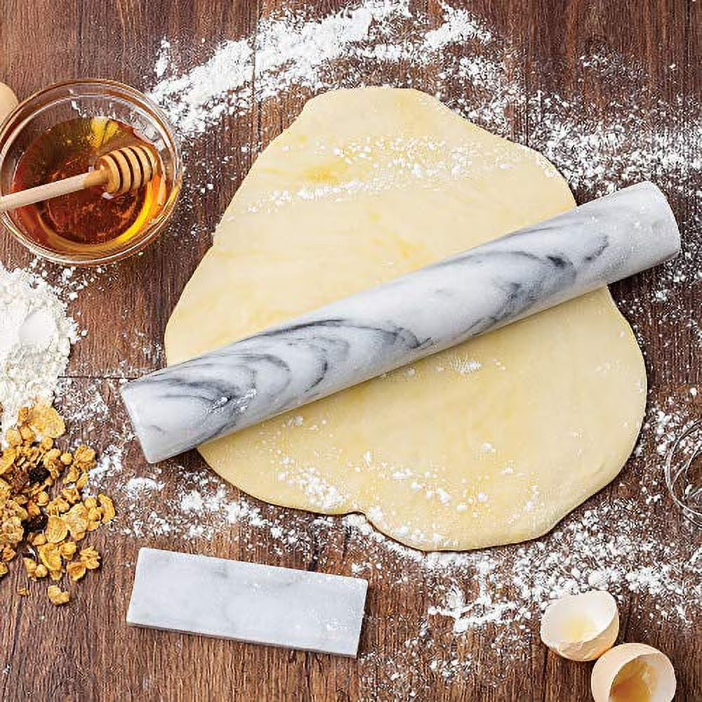 White Marble French Rolling Pin with Base W534