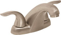 Lavatory Faucet with Metal Touch Down Drain Centerset Two Handles 1.2 GPM Brushed Nickel Q2396