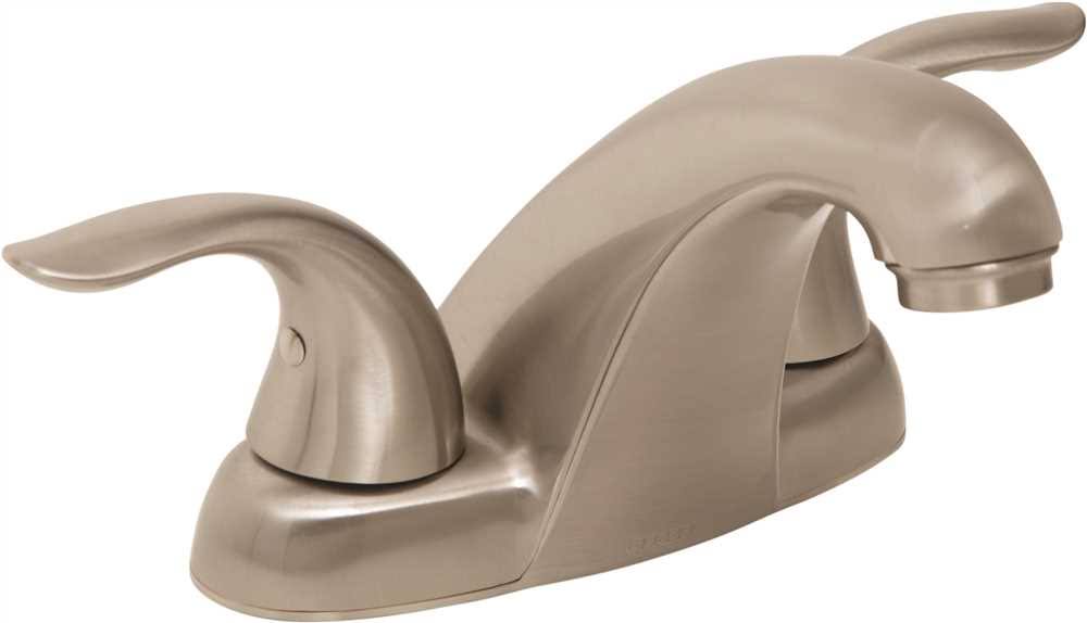Lavatory Faucet with Metal Touch Down Drain Centerset Two Handles 1.2 GPM Brushed Nickel Q2396