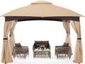 10x10 Outdoor Gazebo with Netting and Pole Coverings X278