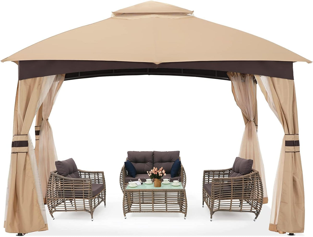 10x10 Outdoor Gazebo with Netting and Pole Coverings X278