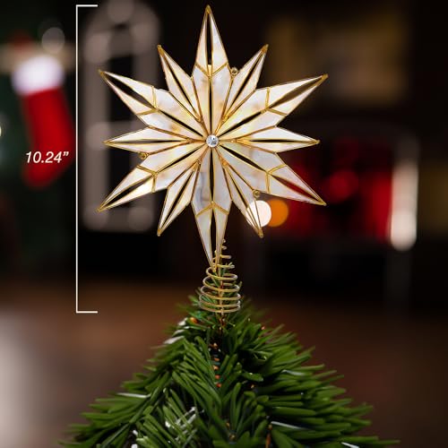 10-Light 12-Point Capiz Star Treetop B688