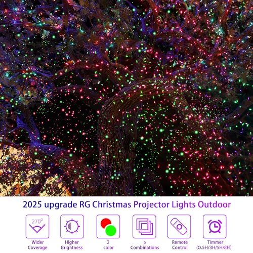 Red & Green Christmas Light Projector with Remote C397