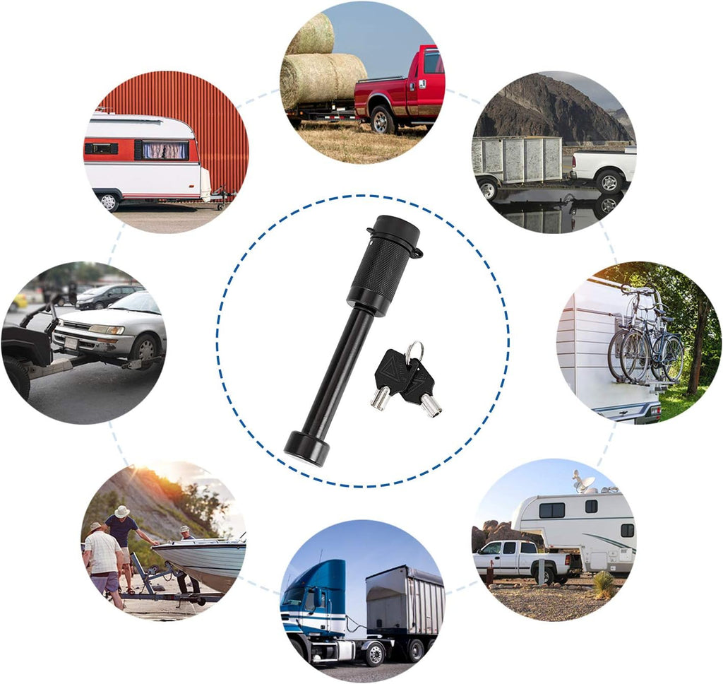 5/8 Dia 3-1/2" Long Trailer Hitch Pin Lock with 8 Rubber O-Rings (Keyed Alike 4 Pack) U3701