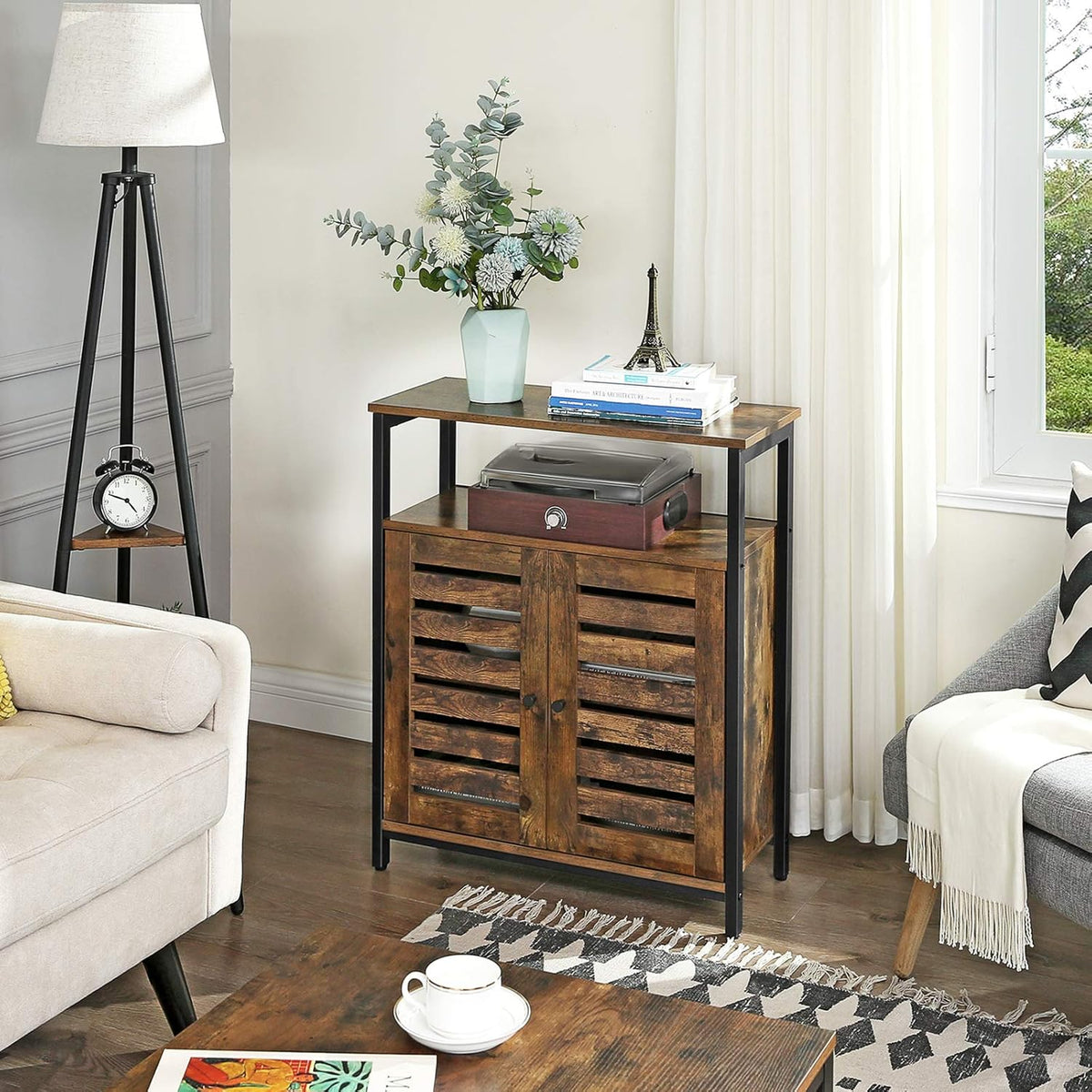 Rustic Brown Standing Cabinet with Shelf R795