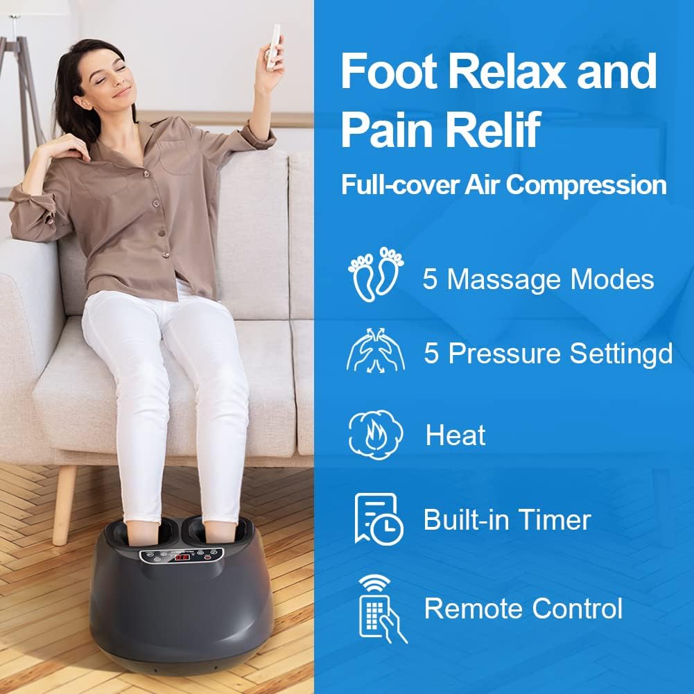 Foot Massager with Remote Control, Shiatsu with Heat, Air Compression Y72488