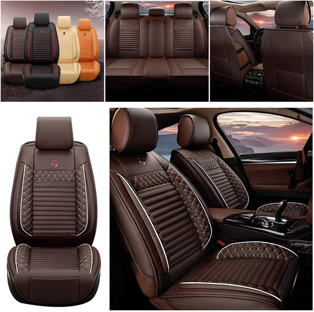 Beige PU Leather Waterproof Car Seat Cover Protectors J205
