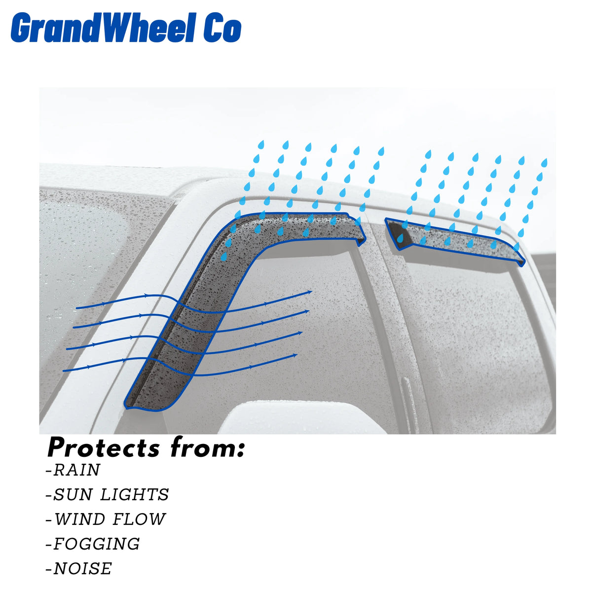 Smoke Tinted Tape-On Side Window Vent Visor Deflectors Rain Guards 4pcs E68735
