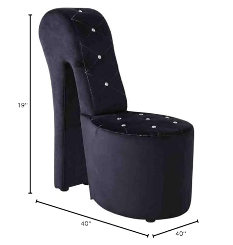 Black Velvet Shoe Chair with Crystal Studs S79945
