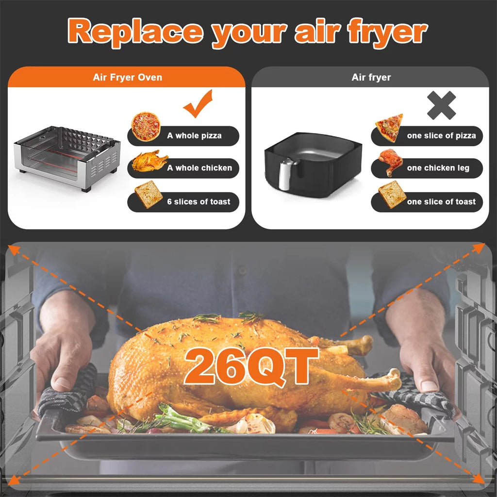 Silver 26 Quart Air Fryer Convection Oven V27112