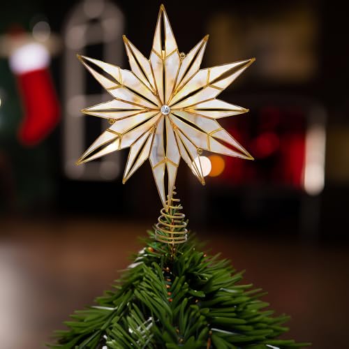 10-Light 12-Point Capiz Star Treetop B688