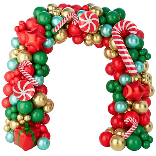 150Pcs Red Green Gold Christmas Balloon Arch Kit H179756