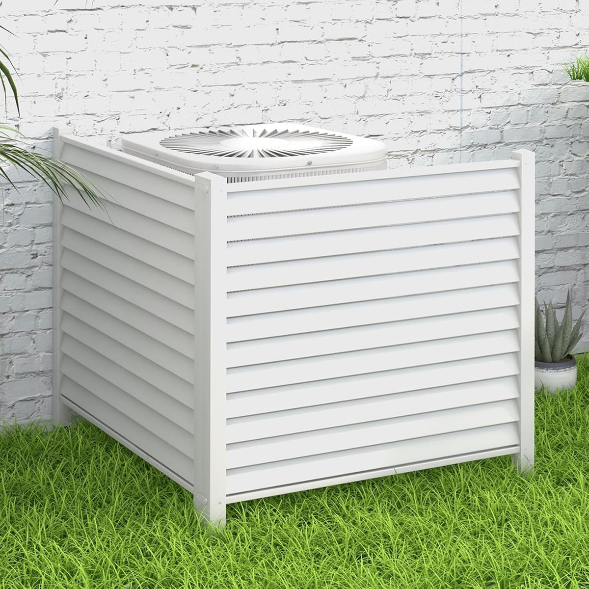 White Louvered Air Conditioner Fence 2 Panels B164