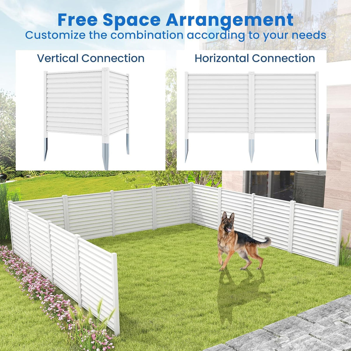 White Louvered Air Conditioner Fence 2 Panels B164