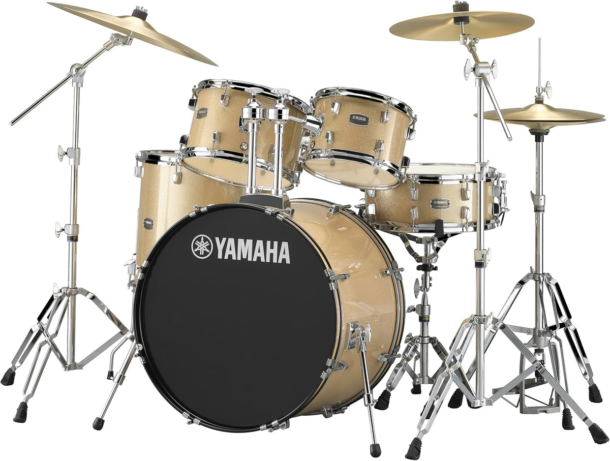 5-Piece Drum Set With 22" Bass Drum, Floor Tom, 2 Toms And Wood Snare Drum, Champagne Glitter Z1102