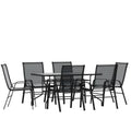 7-Piece Black Rippled Glass Patio Table Set with 6 Chairs M3924