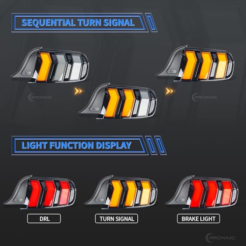 Colorful Tail Lights Assembly with Sequential Turn Signal B8284