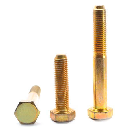 5/16 inch-18 x 6 1/2 inch Grade 8 Hex Cap Screw Alloy Steel Yellow Zinc Plated Pk 125 O757