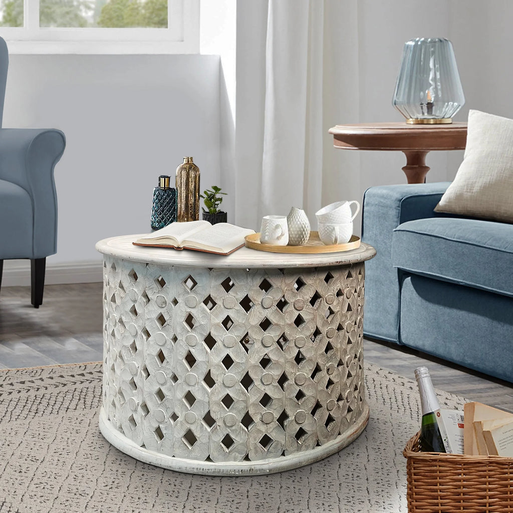 28 Inch Round Mango Wood Coffee Table H99828